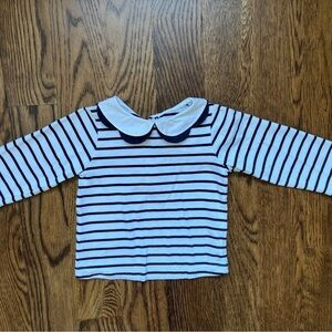 Jacadi Striped Navy and White Kids Shirt with Peter Pan collar